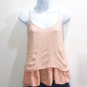 Blu Rain peach and cream layered boho tank top
